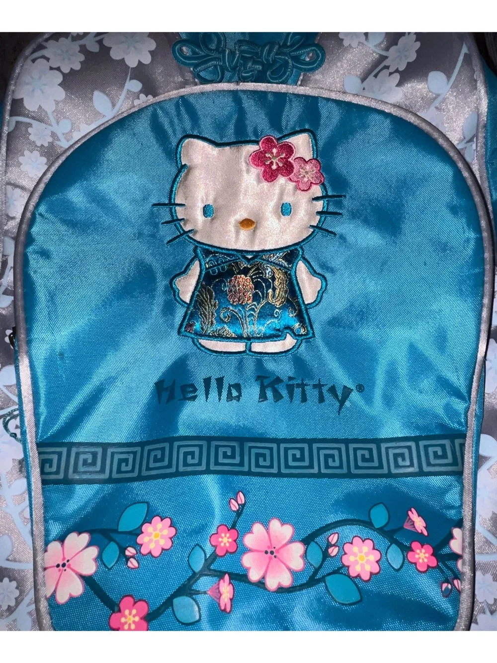 Hello Kitty Rolling Backpack Blue Cherry Blossom School Bag Sanrio